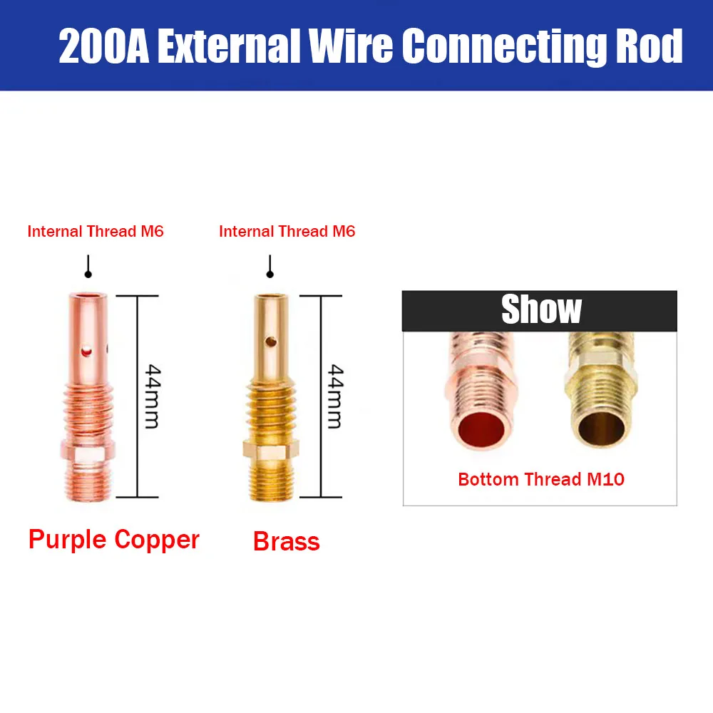 200A 350A 500A Welding Gun Head, Copper Conductive Tube, Brass Copepr Connecting Rod, MIG CO2 Welding Accessories, 10 Pieces Set