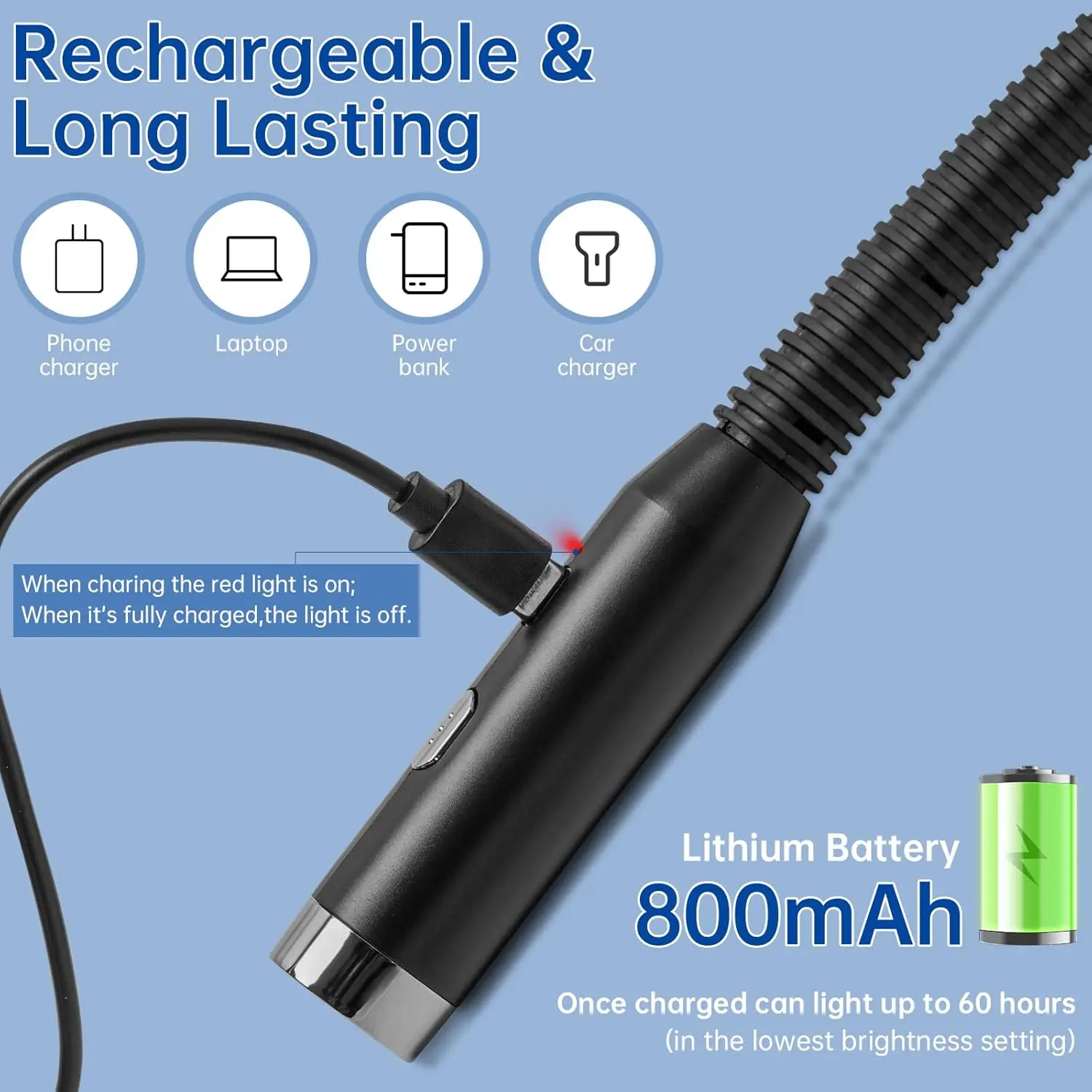 LED القراءة الرقبة ضوء USB مصباح الكتاب القابلة لإعادة الشحن 360 ° مرنة الذراع قراءة كتاب ضوء قراءة الرقبة مصباح دراسة القراءة ضوء الليل #5