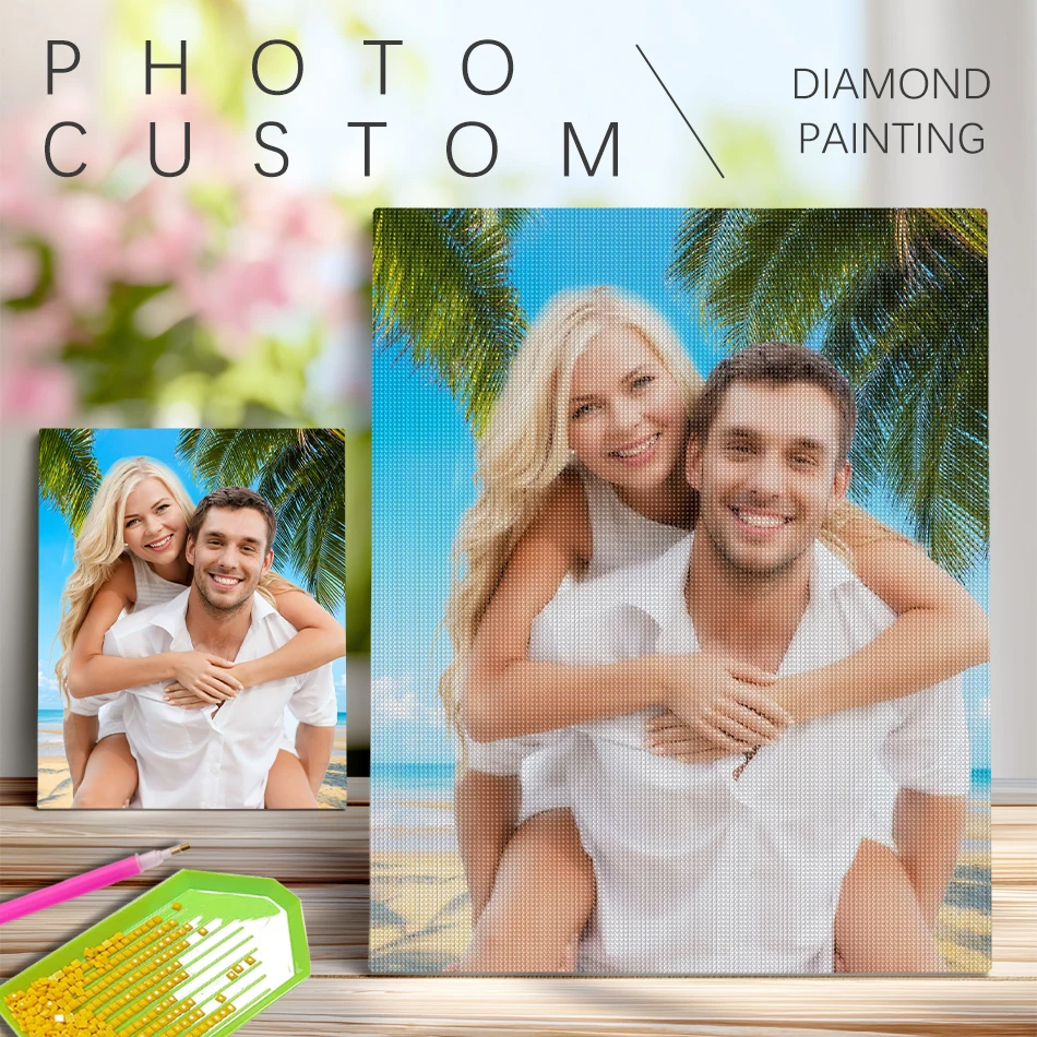 

PhotoCustom Diy 5d Diamond Painting Custom Portrait Full Round/Square Diamond Embroidery Personalised Cross Stitch Kit Home Deco