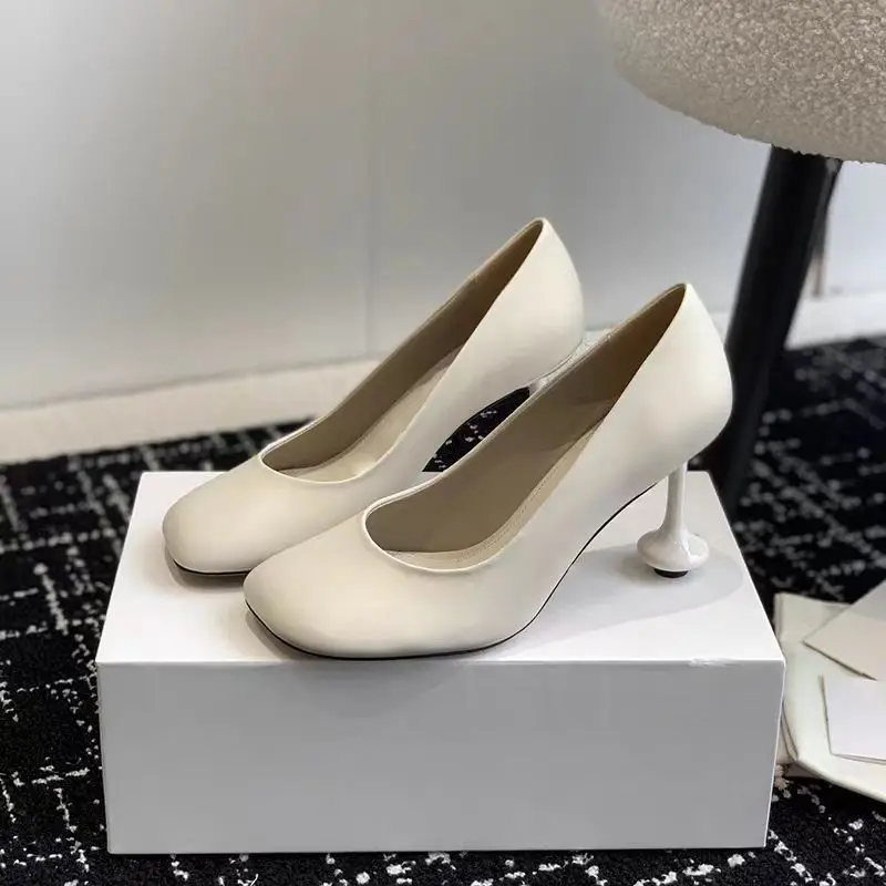 Simple Temperament, Shallow Mouth Single Shoes, Women's Summer New Round Toe Mary Jane High Heels