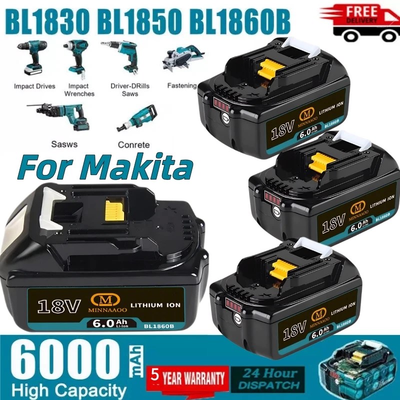 

Новый оригинальный аккумулятор Makita 18 В, 6,0 Ач, сменный светодиод для BL1860 BL1850 BL1830 LXT Литий-ионный элемент