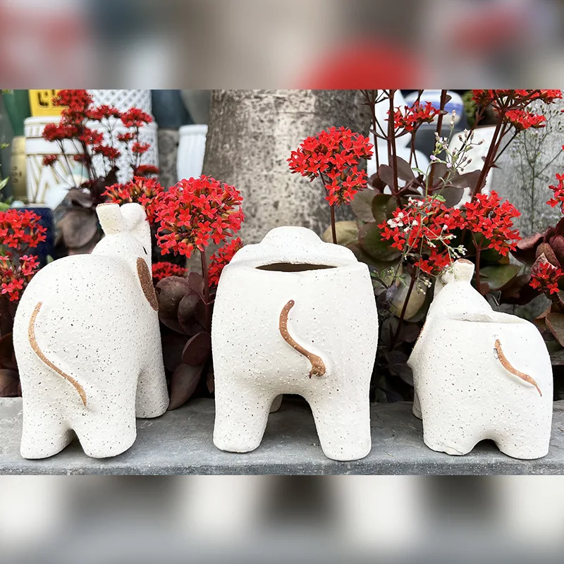 Plants Accessories Bonsai Accessories Flower Pot Cute Elephants Ceramic Succulent Planter Pots Garden Decoration Home Flowerpots