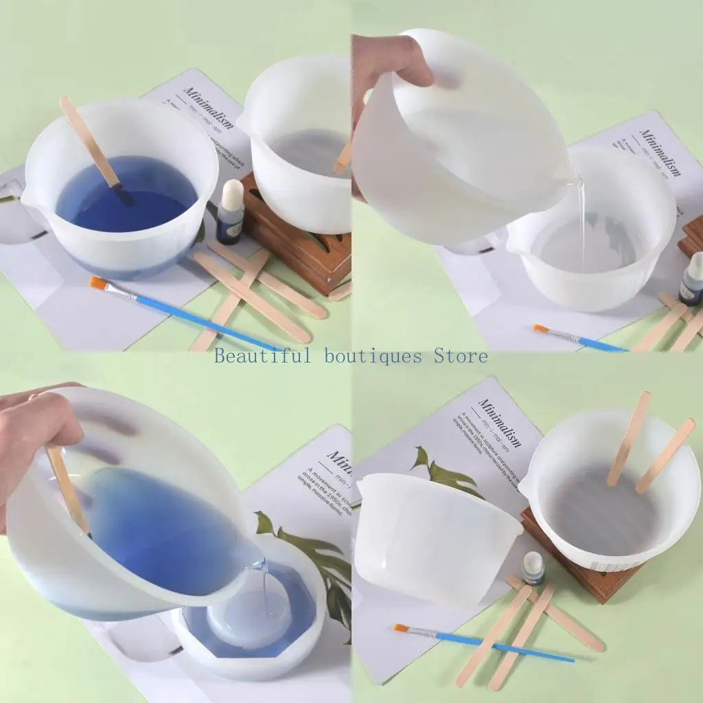 U4LF Flexible Resin Silicone Measuring Cup 600ml Reusable Craft Measuring Cups for Epoxy Resin Non-Stick & Dishwasher Safe
