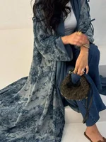 Moyen-Orient femmes cardigan ample cravate colorant Abayas décontracté caftan arabe robe Maxi à manches longues ouvert devant Jilbabs sans Hajib 6