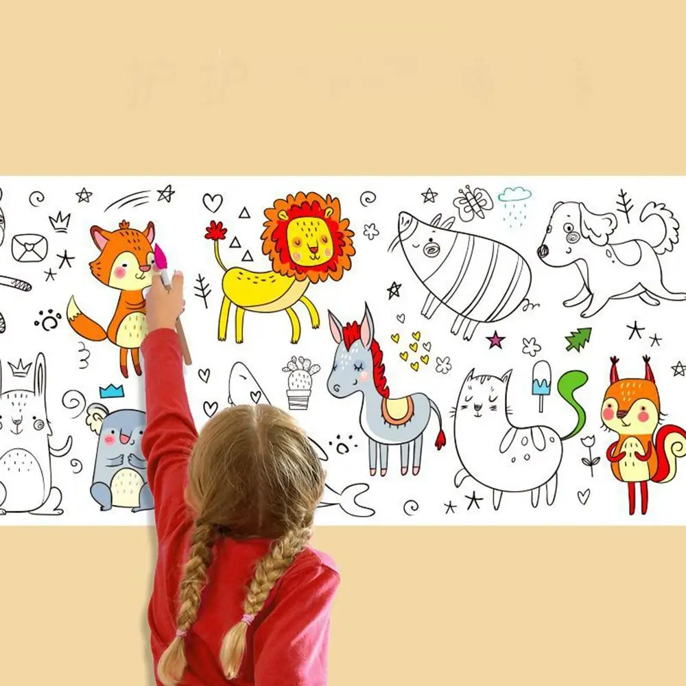 Autocollant mural d'art pour enfants, coloriage vierge, liberté, dessin pour enfants, défilement, papier de remplissage de document, cadeau