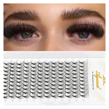 AGUUD 샤프 좁은 스템 프리메이드 팬 속눈썹, 얇고 뾰족한 베이스, 러시아 볼륨 팬 속눈썹, 프리메이드 볼륨 팬 속눈썹, 메이크업 속눈썹