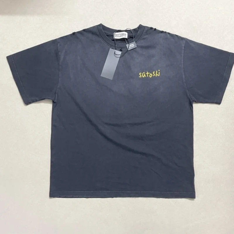 2026 New Fashion Streetwear Satoshi Tshirts for Men and Women Short Sleeve Damaged Cotton Top Tees Oversized