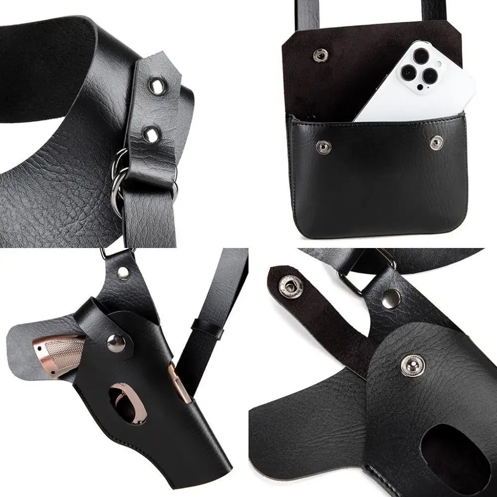 Bolsa para teléfono, funda táctica para axila, bolso cruzado Steampunk Cos, bolsa de pistola de cuero PU para eventos al aire libre, armadura de Cosplay de Halloween