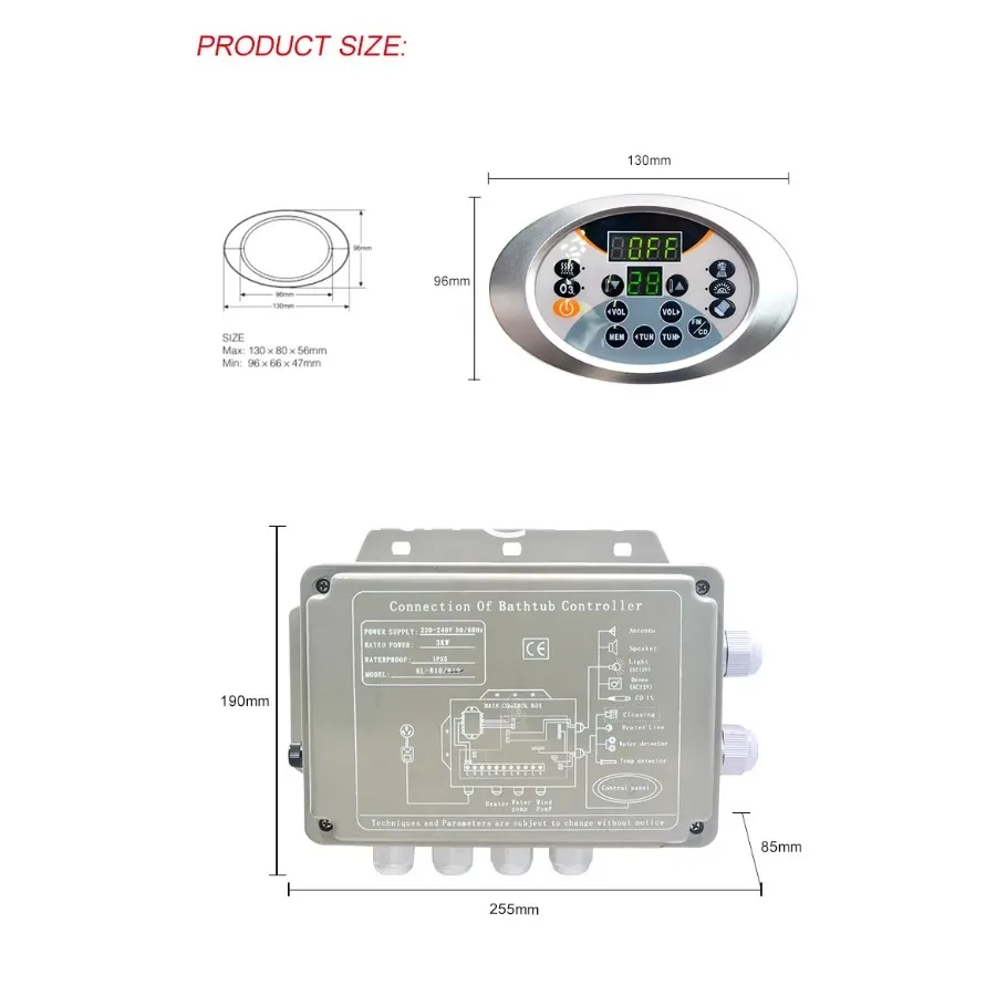 KL-817 Bath Control Box Massage Spa Control Panel and Jacuzzi Hot Tub Computer Controller Board System