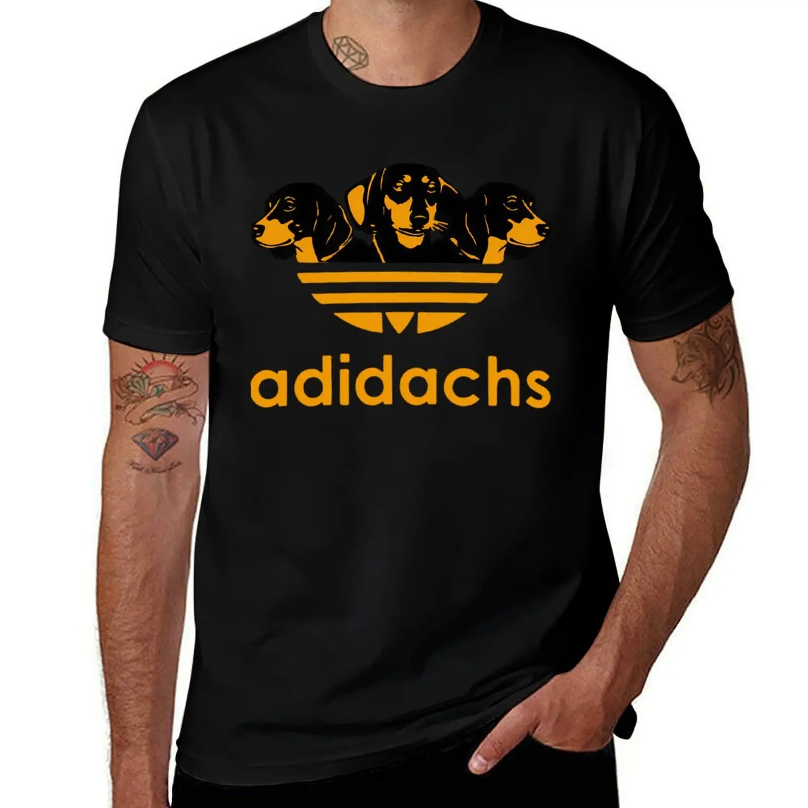 

Adidachs Funny Daschund T-Shirt boys animal print blacks mens fashion