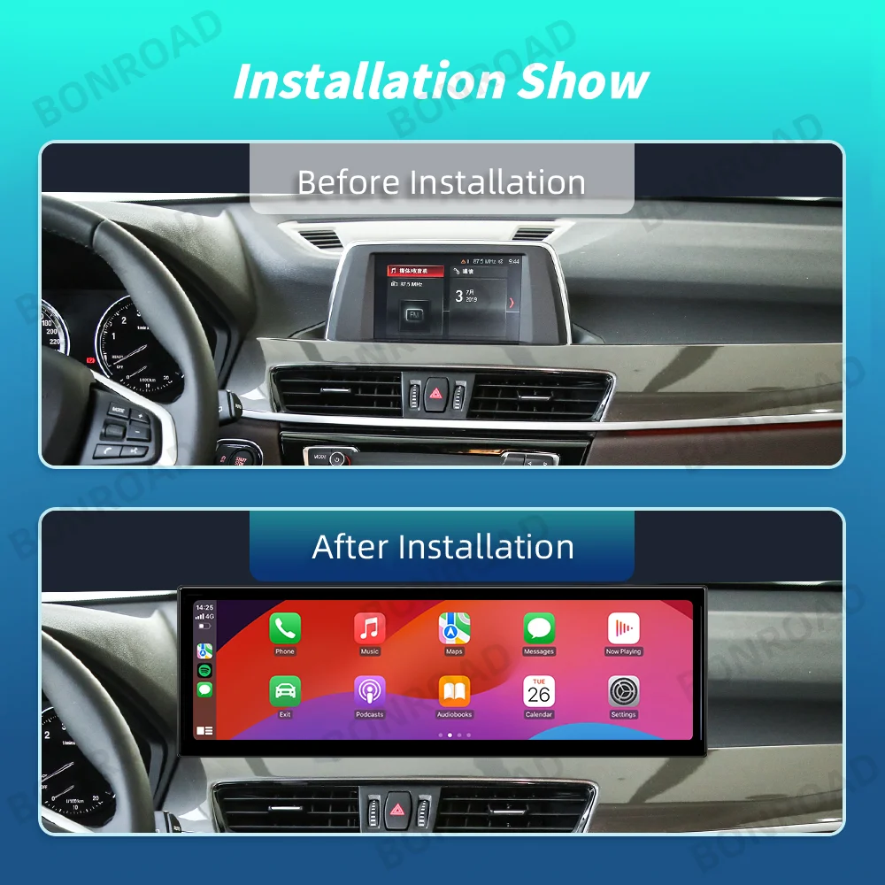 BONROAD 14.9inch 2560*720P Display Touch Screen For BMW X1 F48 X2 F49 NBT EVO system Wireless CarPlay Android Auto Car Stereo Radio GPS Display Navigation Player Multimedia Screen