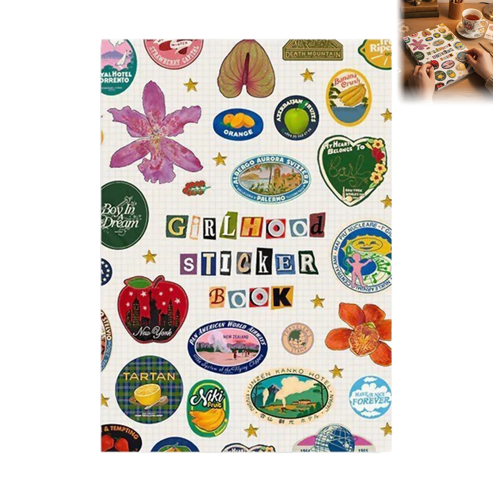 

Retro Sticker Books for DIY Crafts Girlhood Aesthetic Decals for Planners Scrapbooking Vintage Colorful Paper Stickers