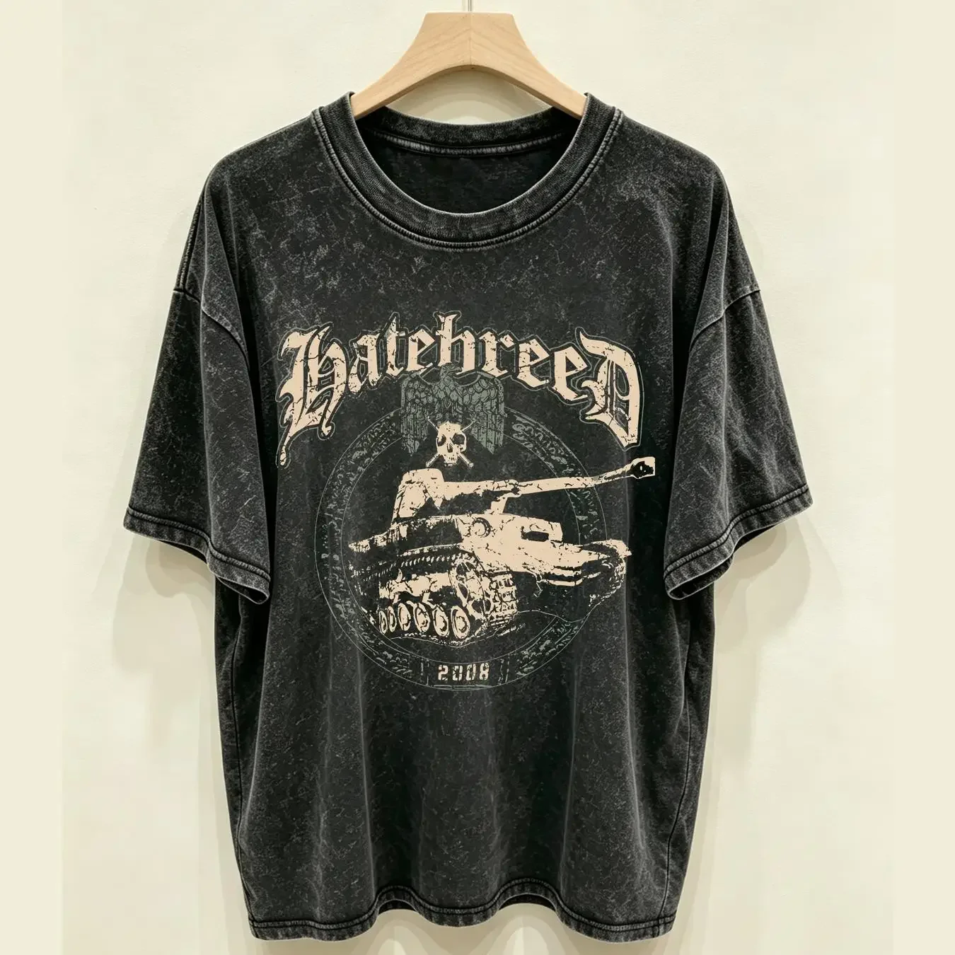 washed T Shirt 2008 Hatebreed Hardcore for men and women U2612 long sleeves vintage Washed Casual graphic Unisex Stylish Soft
