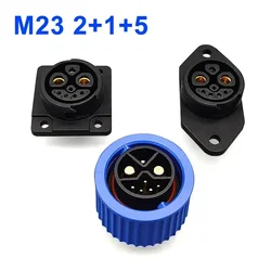 Electric Bicycle Charging Plug Socket M23 2+1+5 Lithium Battery Connector E-bike Welding Male Female Charging Connectors Adapter