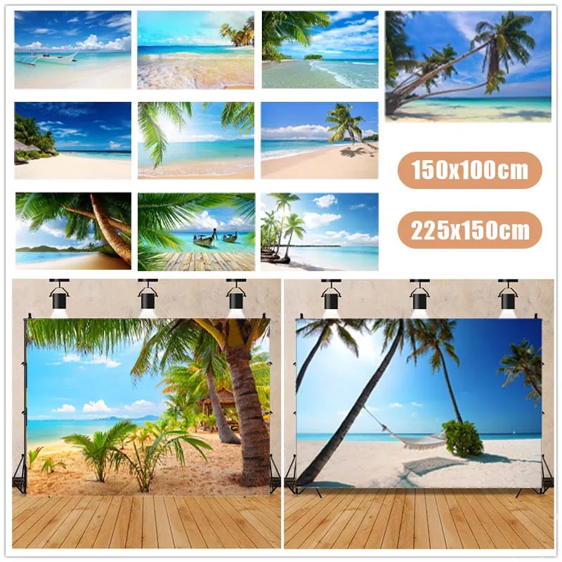 5x3ft/7x5ft Photography Backdrops Summer Beach Seaside Sky Theme Vinyl Backdrop Cloth Photo Poster Studio Props Decor 12 Types