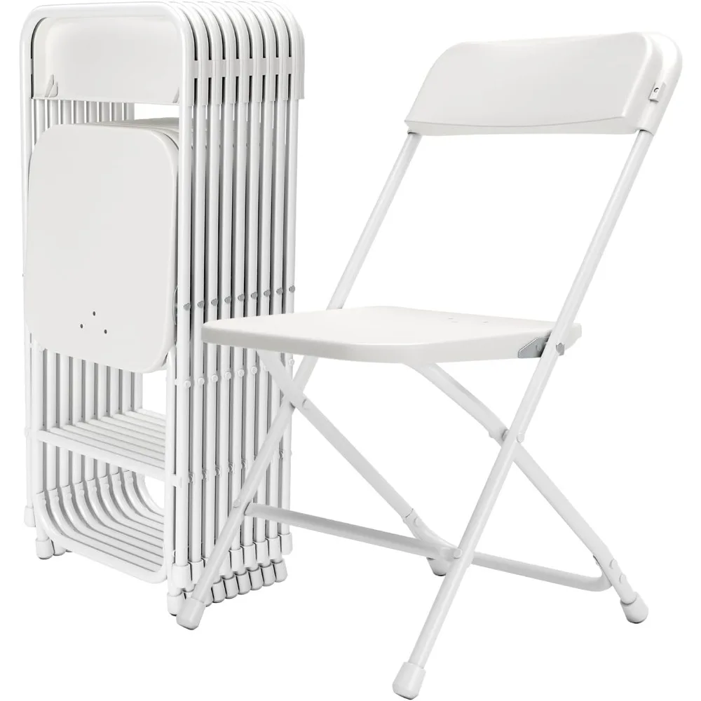 

Белые пластиковые складные стулья, 10 шт., штабелируемый стальной каркас, емкость 350 фунтов, в помещении, на открытом воздухе, для столовой