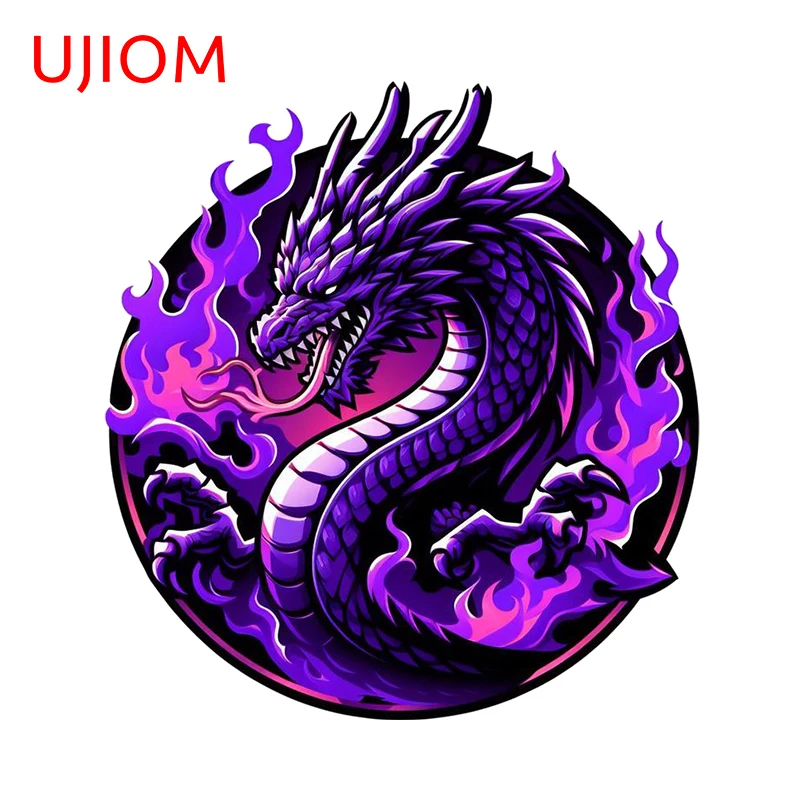 UJIOM 13cm × 12.1cm Purple Dragon Logo Cool Wall Stickers Cool Attractive Wardrobe Decals Edgy Fashionable Room Accessoires