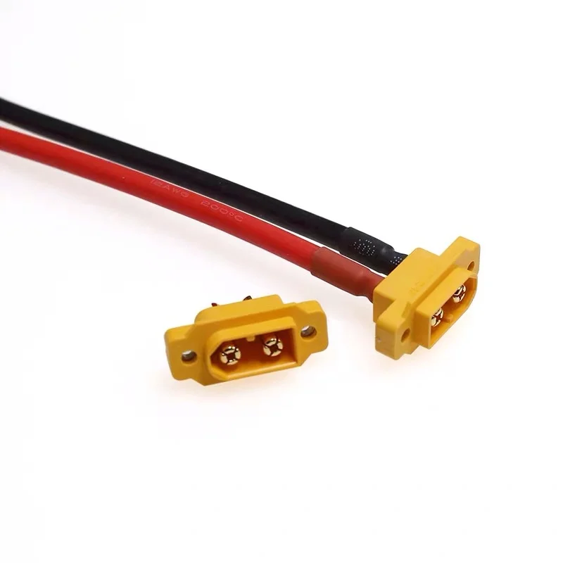 XT60E 30A Lithium Battery Charging Plug Fixed Male Gold-plating plug XT60 with cable female connector 12AWG