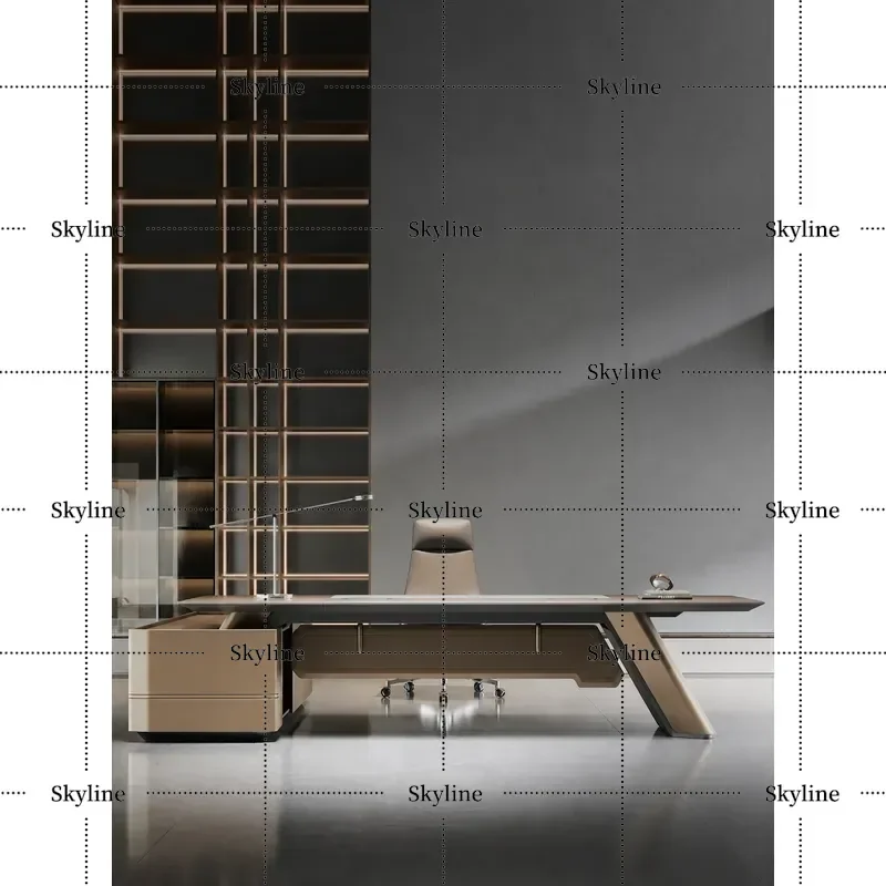 Modern Simple High End Executive Desk Large Office Table Light Luxury Baking Paint Finish Manager Desk and Chair Combination