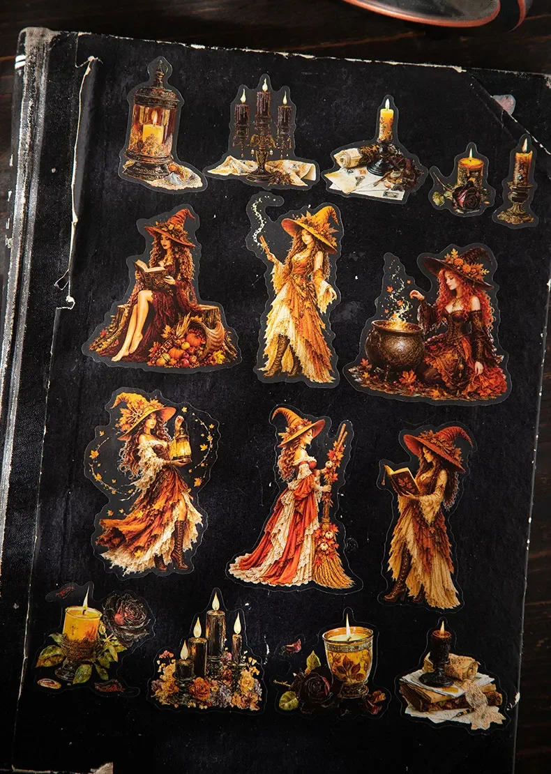 JIANWU Vintage Witch Character Landscape Material Collage Scrapbooking PET Sticker Creative DIY Journal Stationery