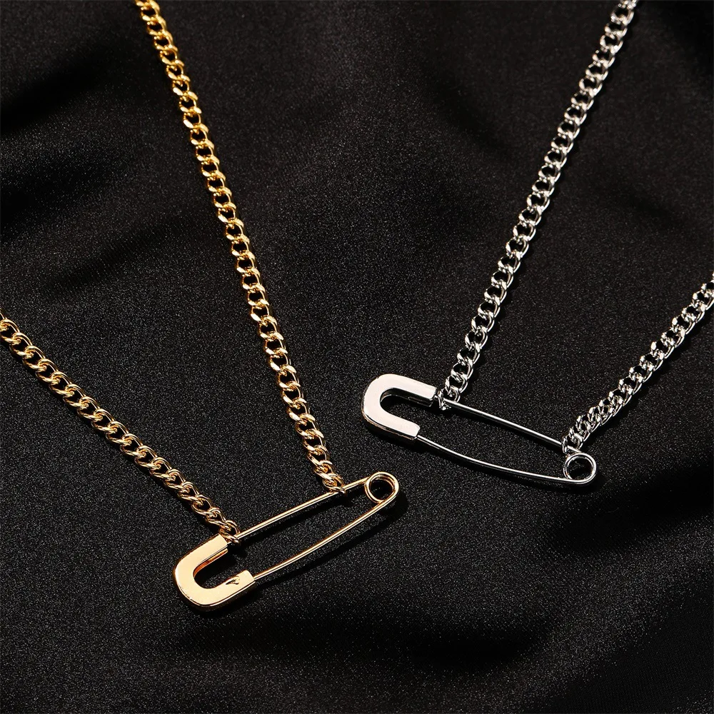 Silver Color Creative Safety Pin Chokers Necklace For Women Personality Paperclip Clavicle Chain Jewelry Gift