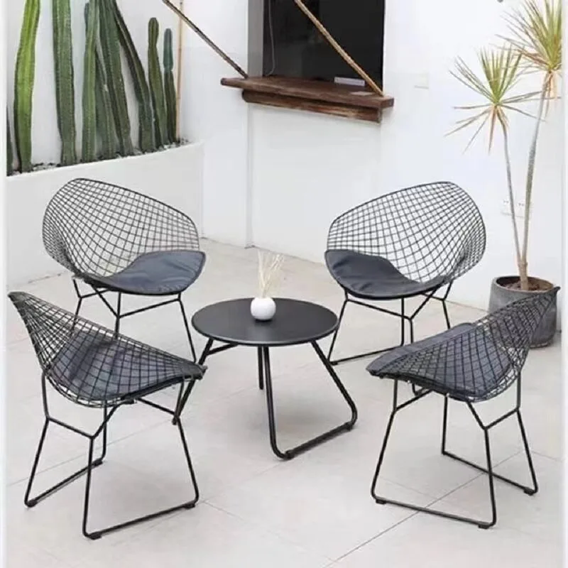 Stainless steel outdoor table and chair combination garden sales department courtyard open-air balcony