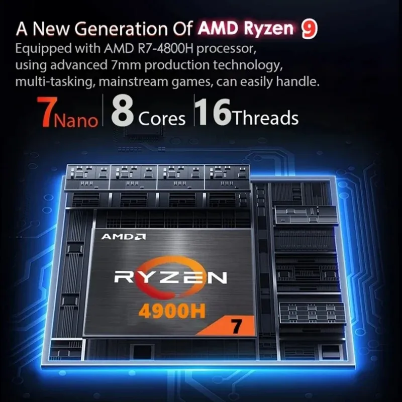 Игровой ноутбук AMD R7 4800H, 15,6-дюймовая клавиатура с подсветкой, 64 ГБ ОЗУ, 2 ТБ SSD, 8-ядерный процессор, 16 потоков, HD-камера, DDR4, окно 11, компьютерный ПК