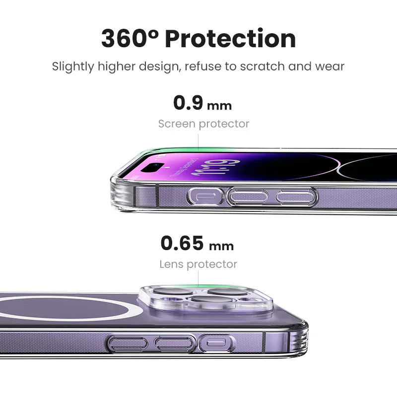 UGREEN Magnetic Phone Case for iPhone 14 Pro Max Compatible with Magsafe Transparent Back Cover for iPhone 14 Plus Phone Case