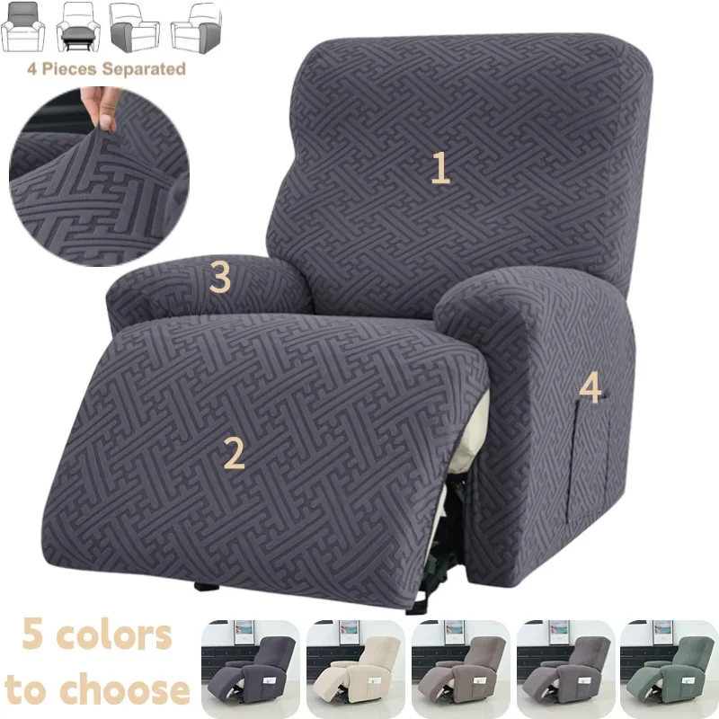

4Pcs in 1 Seat Jacquard Recliner Sofa Cover Modern Recliner Chair Covers Stretch Couch Slipcovers Armchair Slipcovers Decor