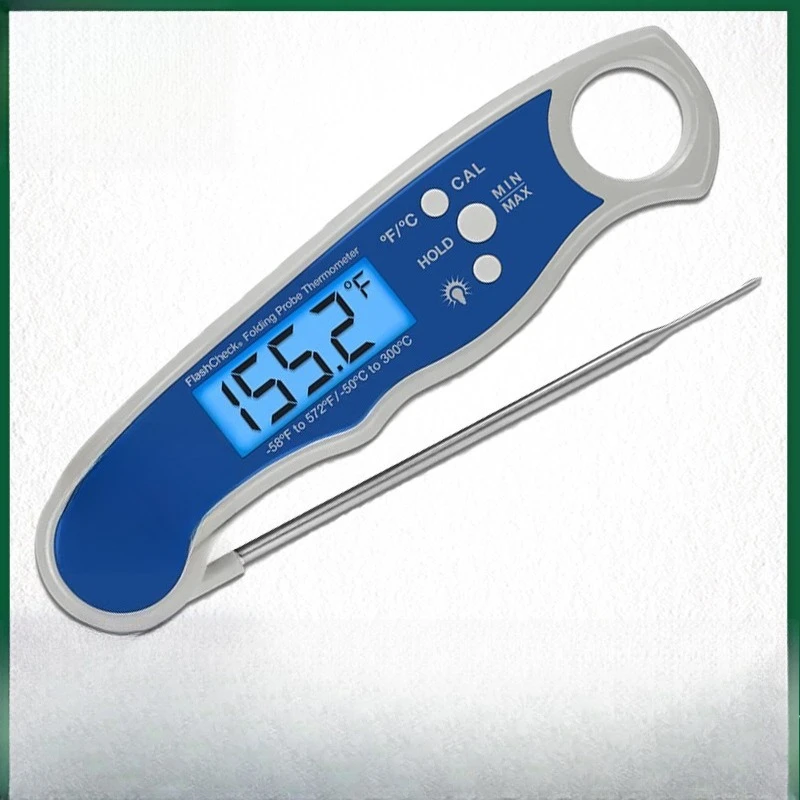 Waterproof maximum minimum folding probe thermometer