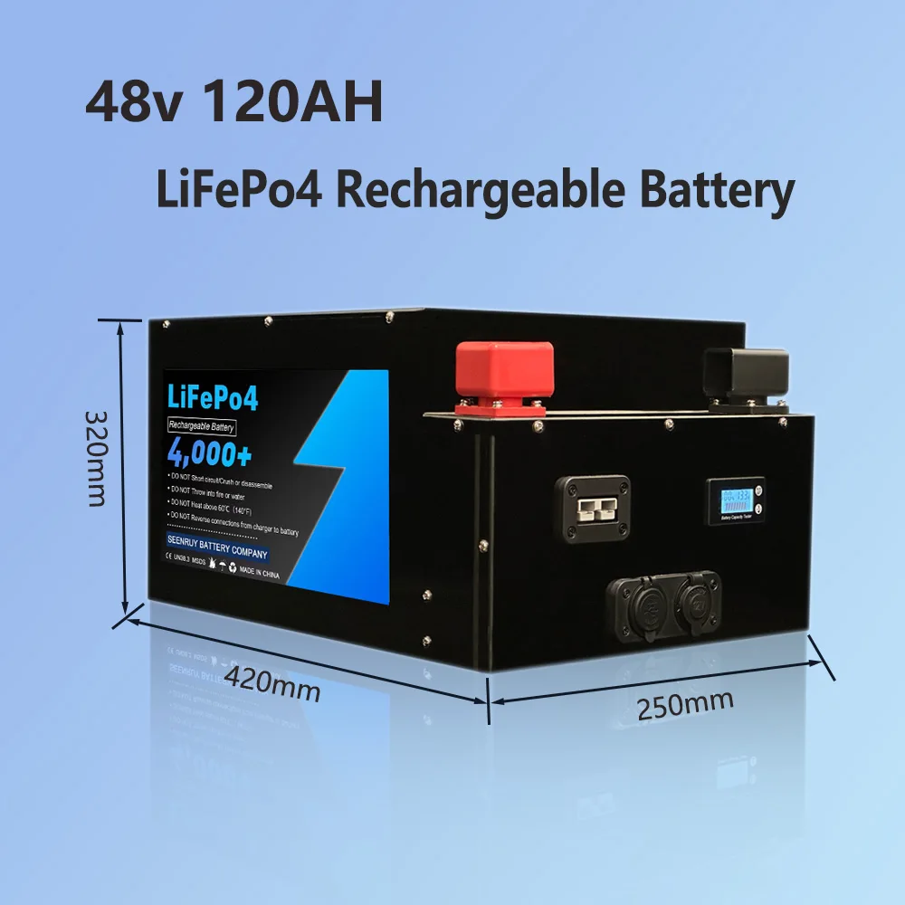 48v 120AH Lifepo4 Lithium Battery Lithium Iron Phosphate Built in BMS for Road trip equipment Emergency reserve with 10A Charger