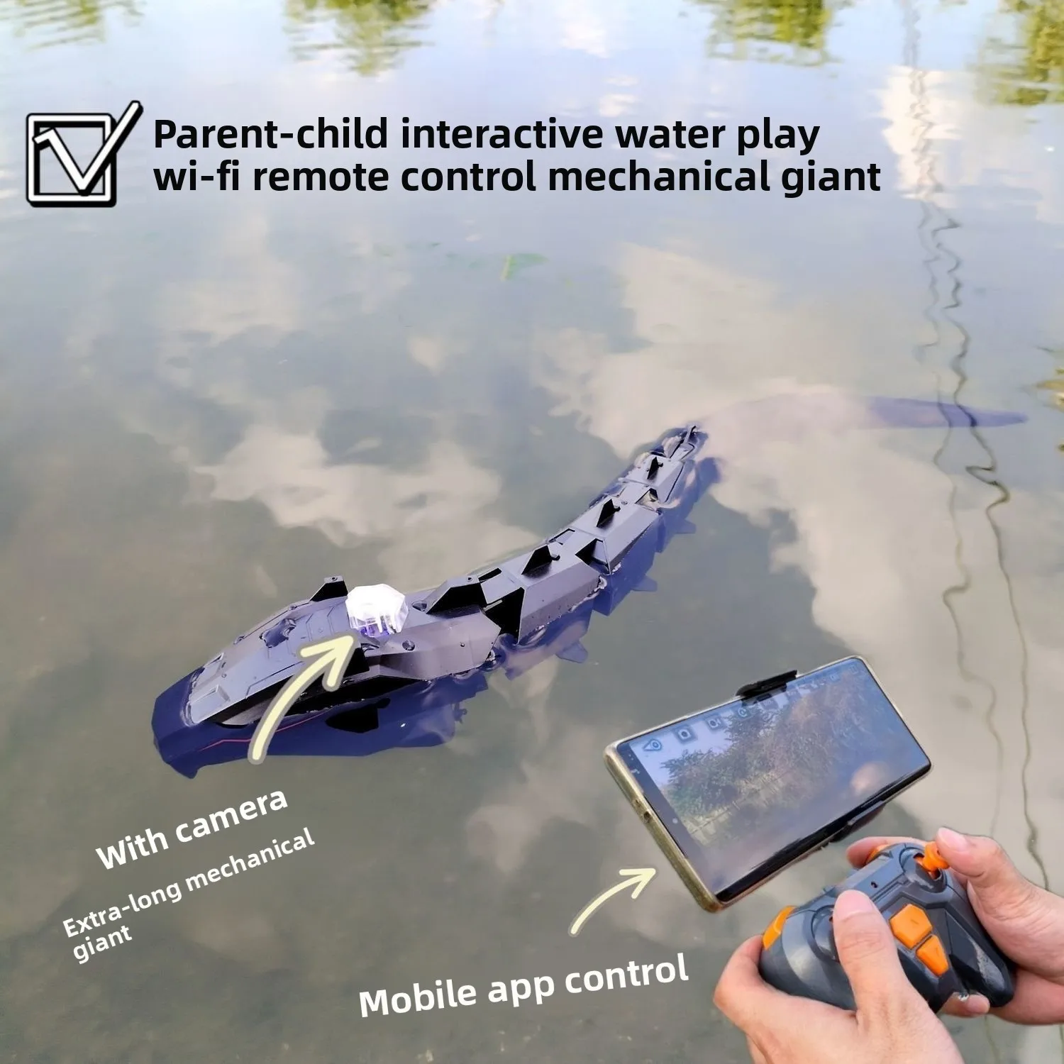 كاميرا التحكم عن بعد الميكانيكية بيثون التحكم عن بعد قارب سريع التحكم عن بعد القرش الأطفال لعبة الثعبان الميكانيكية التعليمية #5