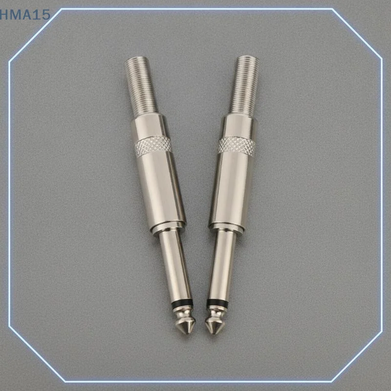 【YA】2 Pole 6.35mm Mono Audio Jack 2 Pack Metal Durable Amplifier Plug for Podcast Equipment Mixer Audio Cable Repair
