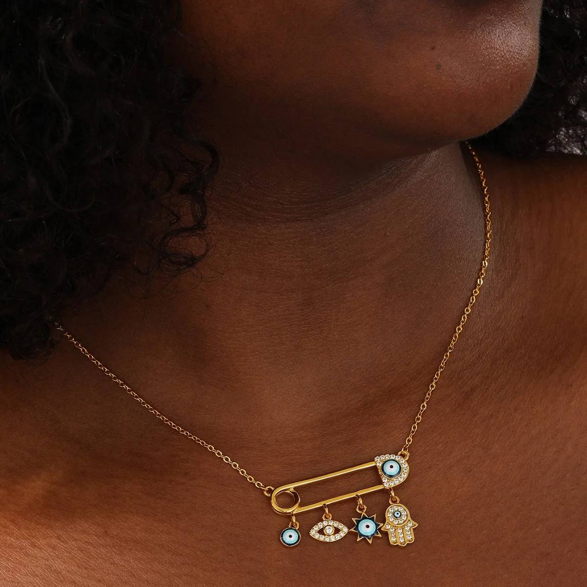 A Devil's Eye Paperclip Series Necklace, Fashionable, Simple And Versatile, Suitable For Women's Daily Wear