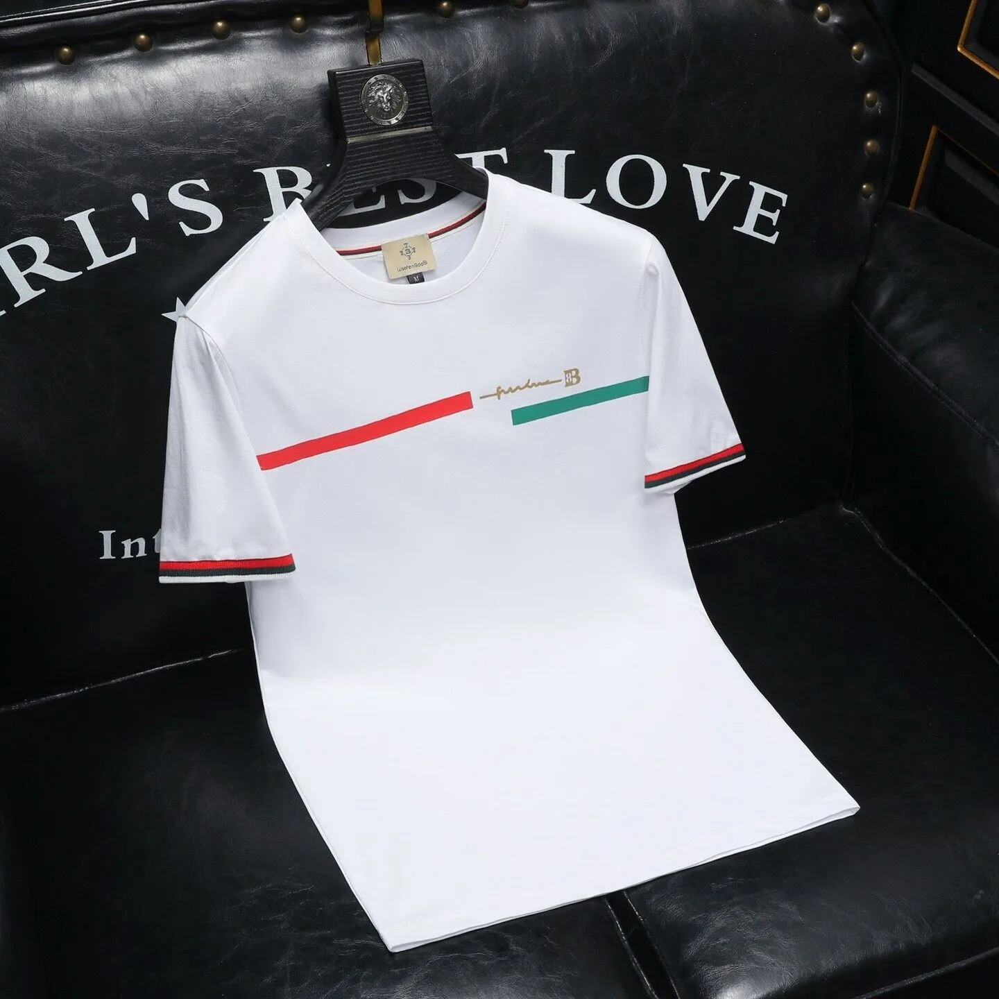 

Летняя мужская футболка 2026 из шелкового хлопка с коротким рукавом, молодежная, яркая, с круглым вырезом, с буквенным принтом, стандартный крой