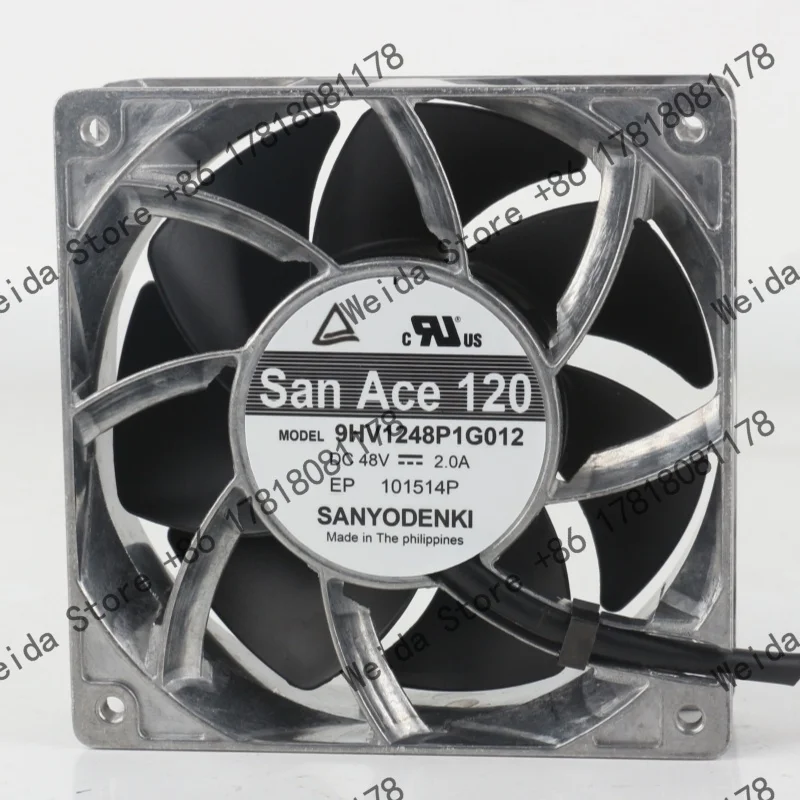New Sanyo DC 48V 2.0A AC EC Frequency Converter 12038 12CM 120X120X38MM Metal Frame 9HV1248P1G012 Cooling Fan