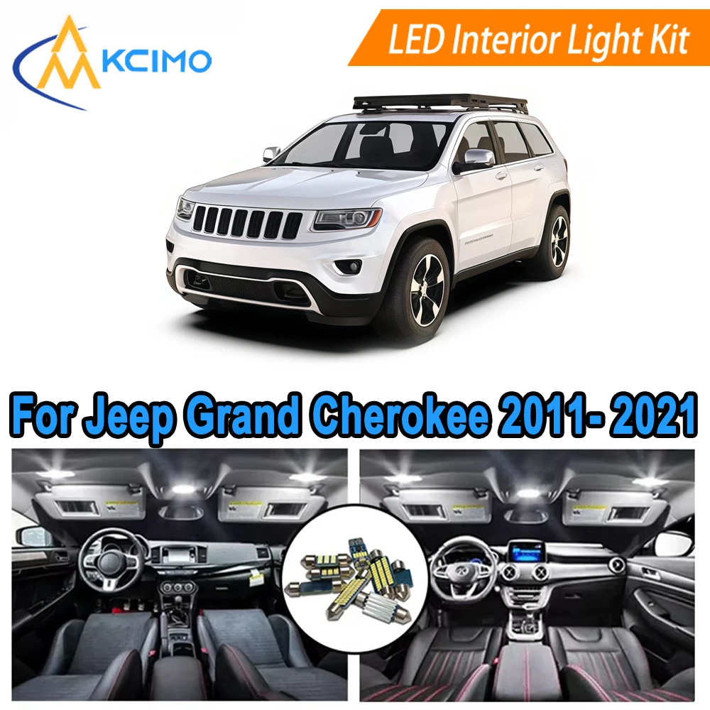 

Interior LED Light Kit For Jeep Grand Cherokee WK2 2011-2021 Dome Map Trunk License Plate Lights Cool White/Blue 6000K
