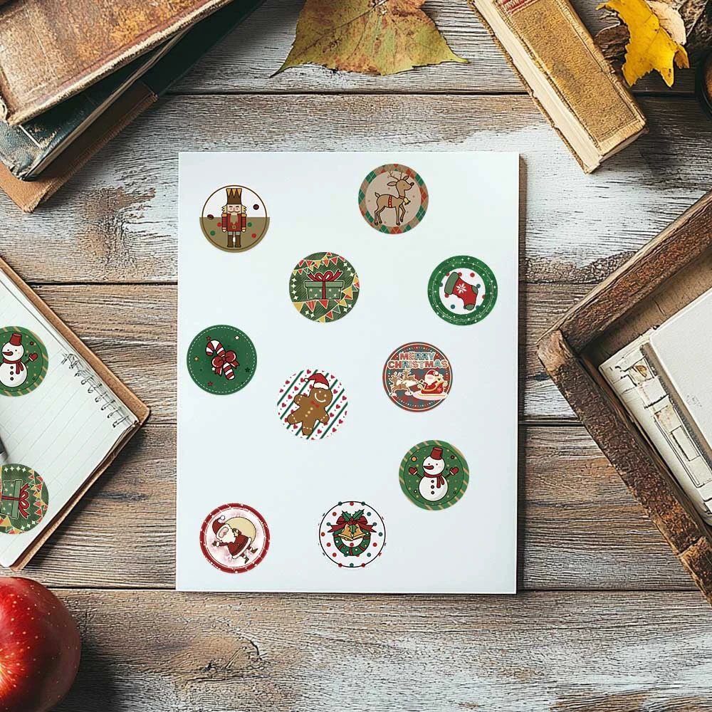 500 قطعة/لفة سلسلة عيد الميلاد ختم ملصقات للتسمية لطيف الكرتون مهرجان ملصق الكمبيوتر المحمول الهاتف مذكرات الشارات لوازم الديكور