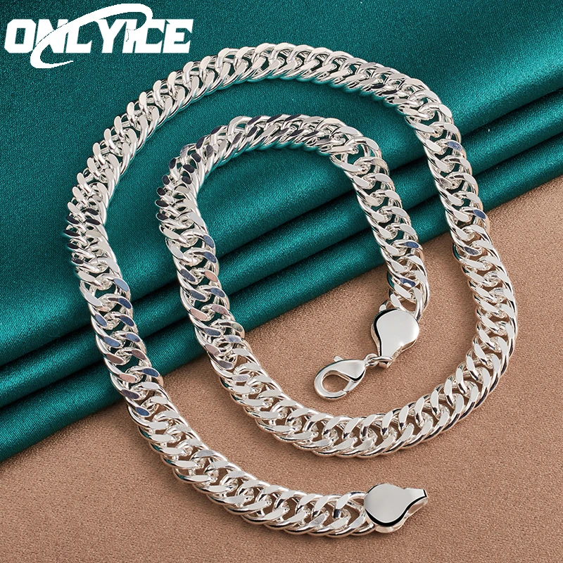 925 Sterling Silver 50cm 10mm Cuban Chain Necklace For Man Fashion Jewelry Trend Personality Hip Hop Trendsetter Accessories