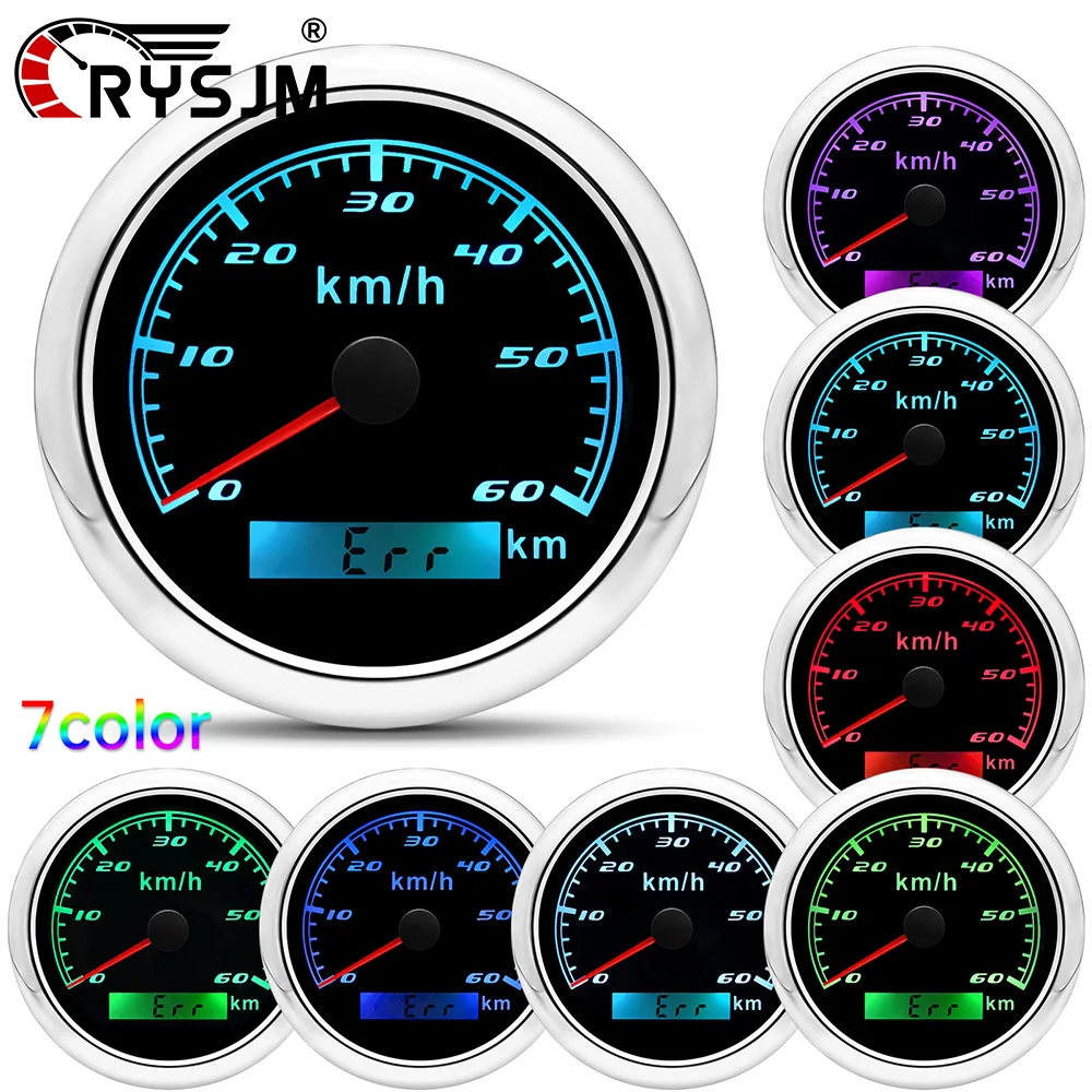 

7-цветная подсветка 85 мм GPS-спидометр с GPS-антенной Водонепроницаемые автомобильные аксессуары Измеритель скорости для автомобиля Яхта Морская лодка