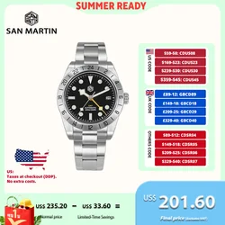 San Martin 39mm BB GMT Watch NH34 Automatic Wristwatch Man Date BGW-X1 Luminous Montre Homme Waterproof 10Bar Sapphire SN0054E
