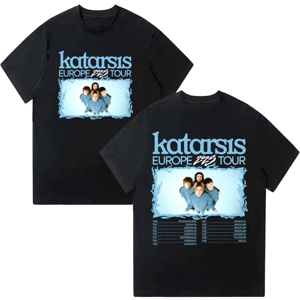 

Katarsis Europe 2025 Tour T-shirts Katarsis Band T Shirt Summer Pure Cotton Clothes Women Men Short Sleeve Y2K Casual Streetwear