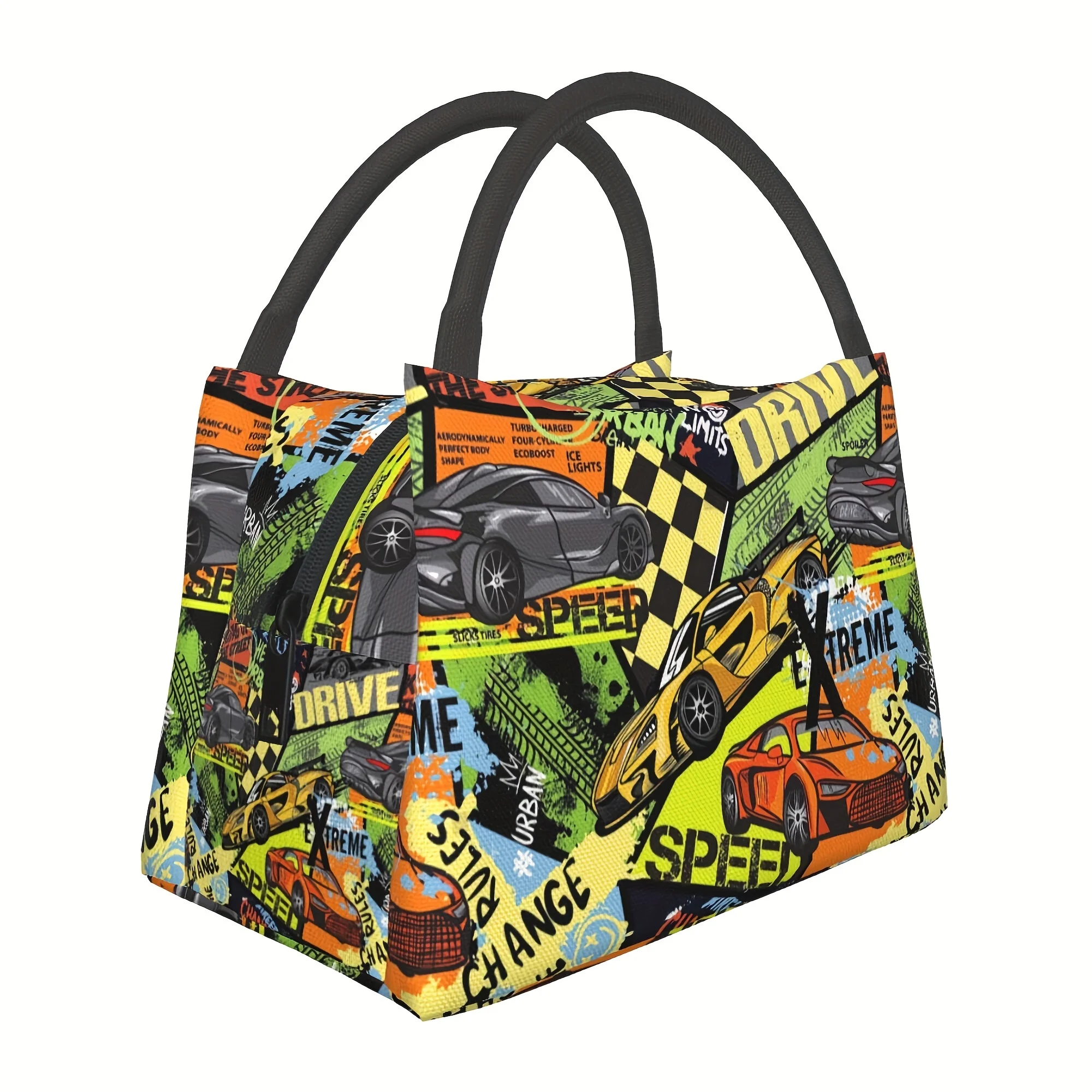 Each Graffiti Racing Bag Is Reusable And Serves As a Cooler, Warmer, Or Lunch Bag, Essential for Camping, Picnics