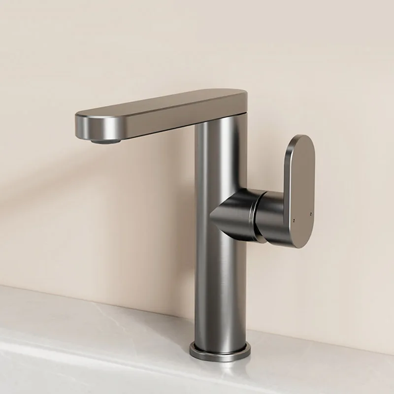 

Space Aluminum Hot and Cold Dual-use Basin Faucet Hotel Kitchen Bathroom Creative Rotatable Splash-proof Basin Faucet