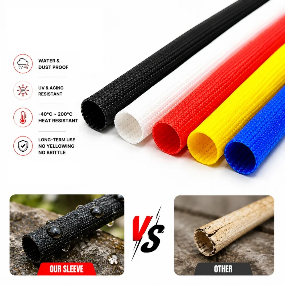 200 Deg.C Heat Resistant Silicone Resin Fiberglass Tubing ID 1mm-20mm Flame Retardant Insulating Cable Sleeve 2/5/10 Metre