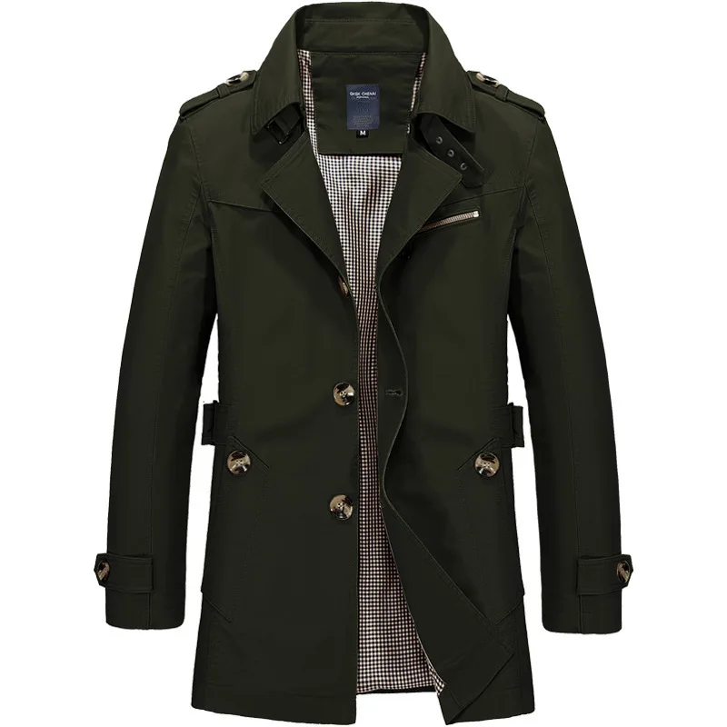 2026 Frühling Neue Herren Armeegrüne Revers-Jacke, Khaki Business Casual Mantel, Blau und Schwarz Herbst Windbreaker