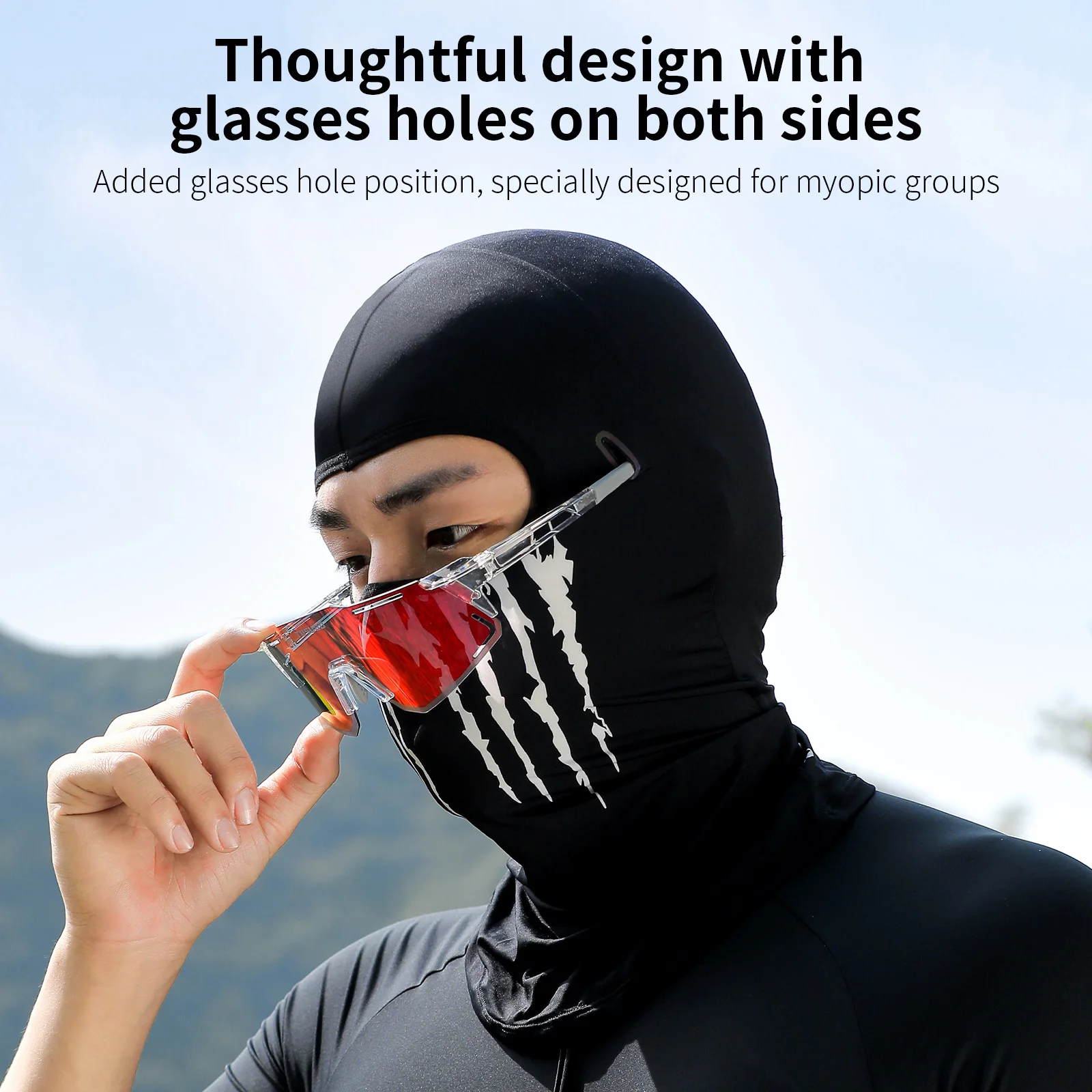 TOSUOD Spring Summer Lightweight Breathable Head Cover Cool-Feeling Sun Protection Cycling Eyeglass Holes Head Cover