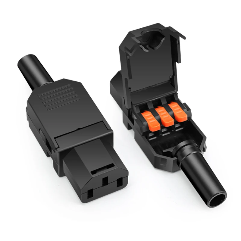 IEC C13 C14 Terminal Block Power Plug 10A Male Female Snap Fixing Quick Connection Type Power Adapter Rewireable