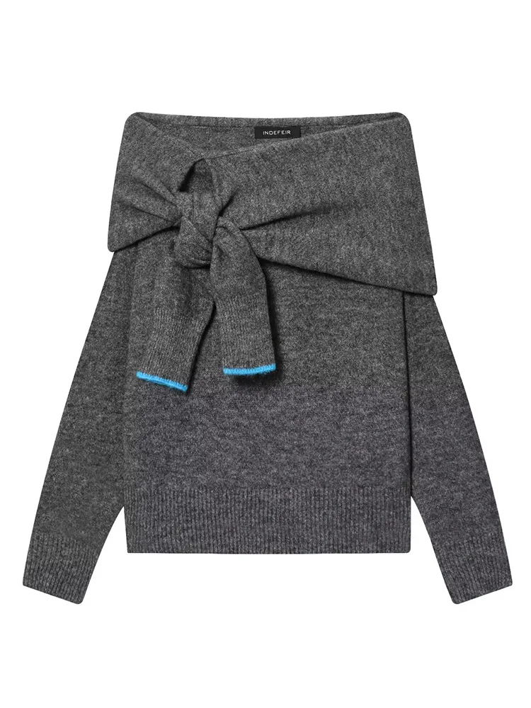 

HH Female Fashion One-piece collar Elasticity Sweater Women Autumn Elegant Long Sleeves Off The Shoulders Knitted Pullover Top