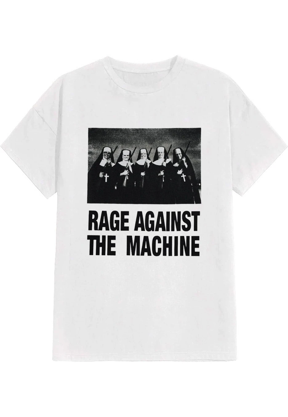 

Rage Against The Machine - Nuns and Guns Белые периферийные печатные летние хлопковые мужские и женские футболки класса люкс